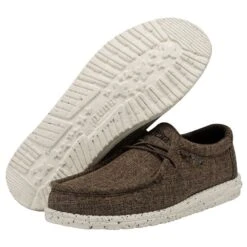 Wally Linen - Dark Brown -Heydude 112471628 WALLY ECO LINEN DARK BROWN LEFT 3