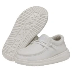 Wally Toddler Slub Canvas - White -Heydude 40029 100 WALLYTODDLERSLUBCANVAS WHITE PAIRBOTTOM