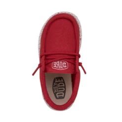 Wally Toddler Slub Canvas - Red -Heydude 40029 610 WALLYTODDLERSLUBCANVAS RED LEFTTOP
