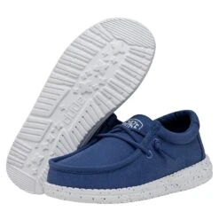 Wally Youth Slub Canvas - True Blue 10 Wally Youth Slub Canvas - True Blue -Heydude 40044 428 WALLYYOUTHSLUBCANVAS TRUEBLUE PAIRBOTTOM