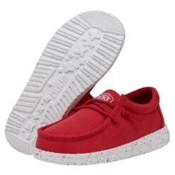 Wally Youth Slub Canvas - Red 10 Wally Youth Slub Canvas - Red -Heydude 40044 610 WALLYYOUTHSLUBCANVAS RED PAIRBOTTOM