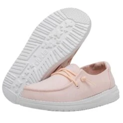 Wendy Youth Slub Canvas - Pink 10 Wendy Youth Slub Canvas - Pink -Heydude 40143 680 WENDY YOUTH SLUB CANVAS PINK LEFT 3