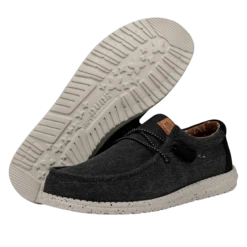 Wally Washed Canvas - Black -Heydude FW23 M 40296 001 WALLY WASHED CANVAS BLACK LEFT PAIROUTSOLE