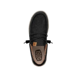 Wally Washed Canvas - Black -Heydude FW23 M 40296 001 WALLY WASHED CANVAS BLACK LEFT TOP